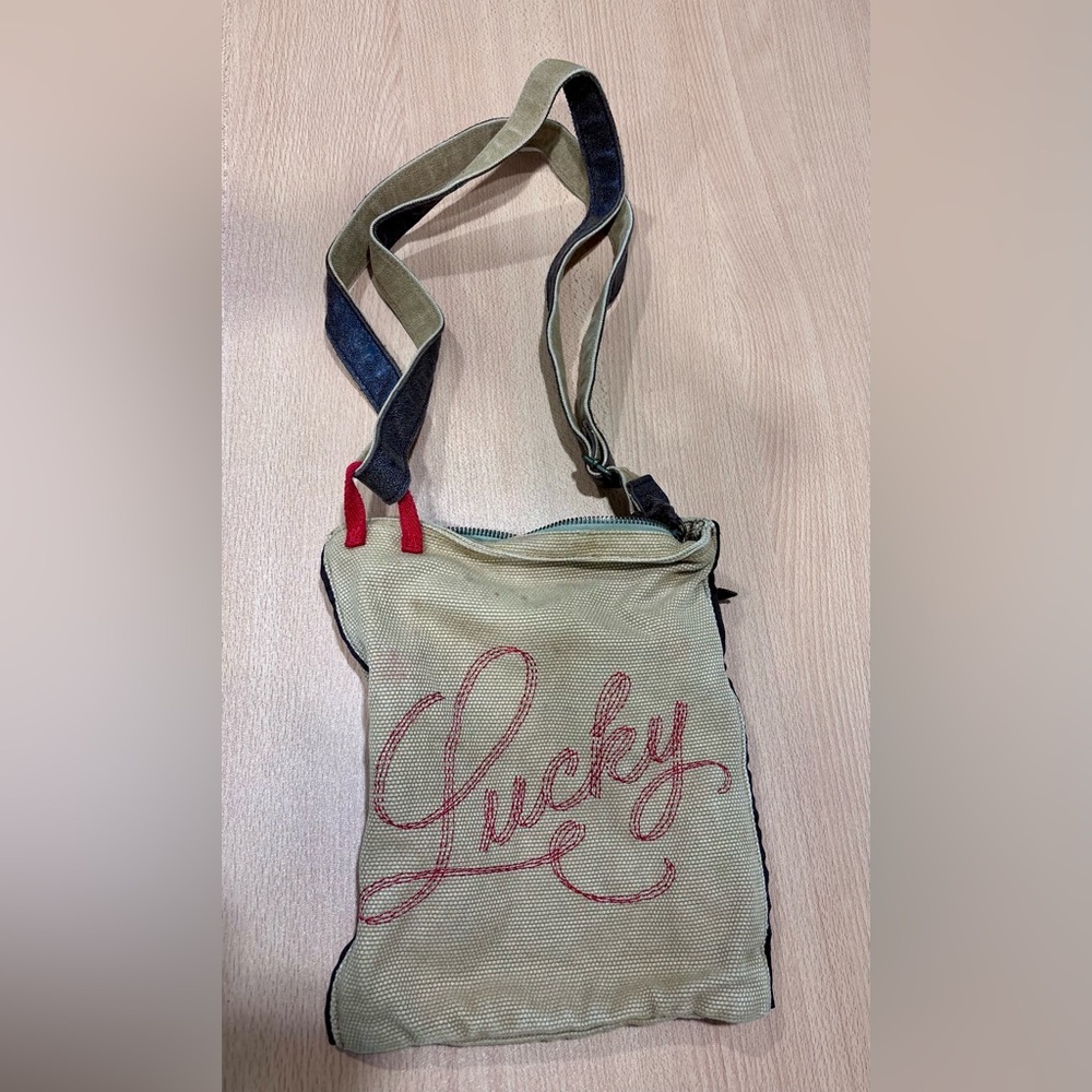 Lucky Brand Tan and Red Crossbody Bag